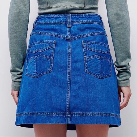 Free People Wildfire Snap/Button Fly Denim Skirt - Picture 8 of 8